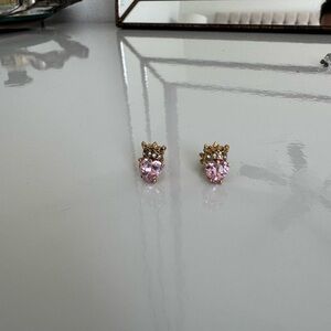 Juicy Couture Pink and Gold Crown Earrings